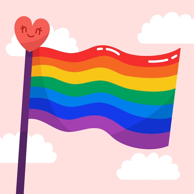 Vetor grátis bandeira do dia do orgulho com fundo de coração