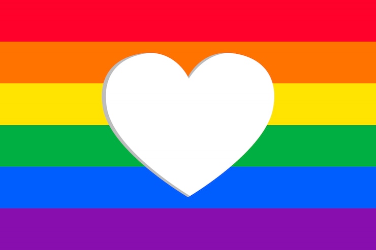 Bandeira do dia do orgulho com moldura de coração