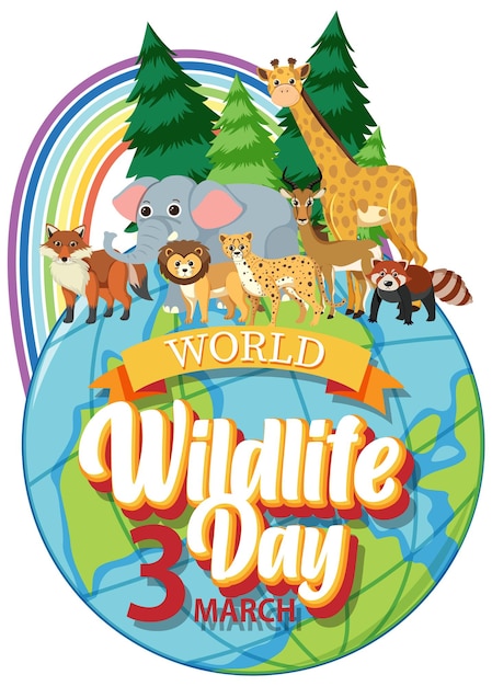 Vetor grátis bandeira do dia mundial da vida selvagem