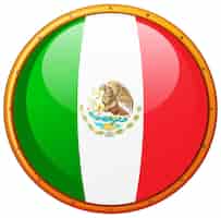 Vetor grátis bandeira do méxico em crachá redondo