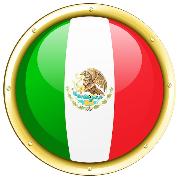 Bandeira do México em moldura redonda