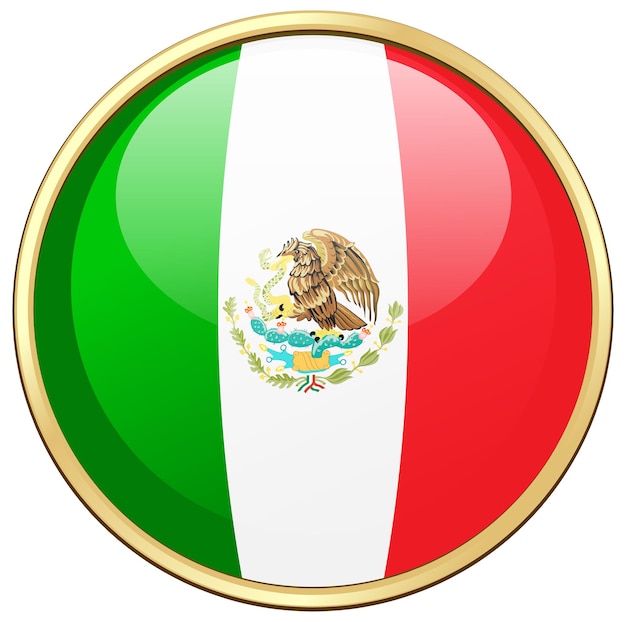 Vetor grátis bandeira do méxico em moldura redonda