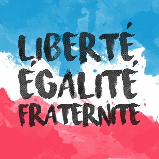 Vetor grátis bandeira francesa da aguarela com slogan