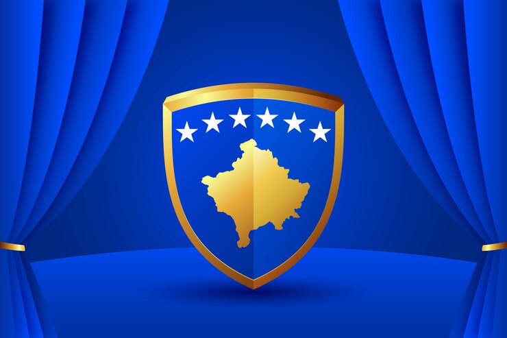 Vetor grátis bandeira gradient kosovo e emblema nacional