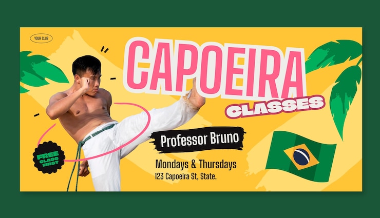 Vetor grátis bandeira horizontal de capoeira