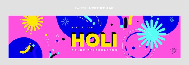 Vetor grátis bandeira plana de contração de holi