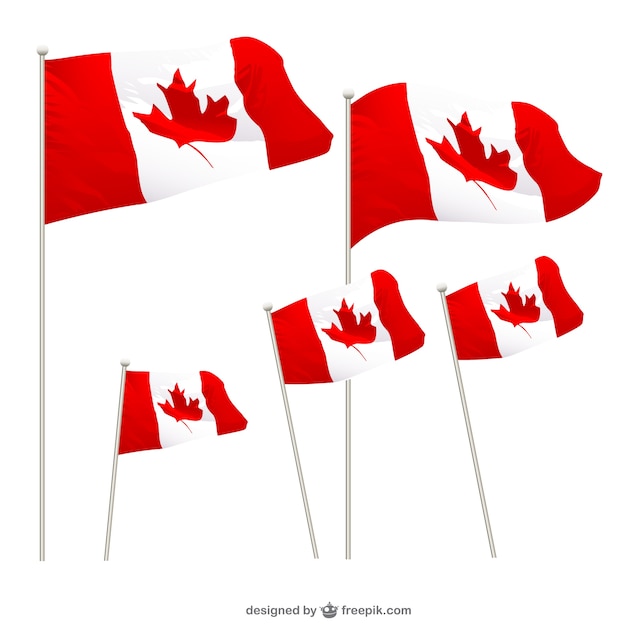 Vetor grátis bandeiras canadenses definido