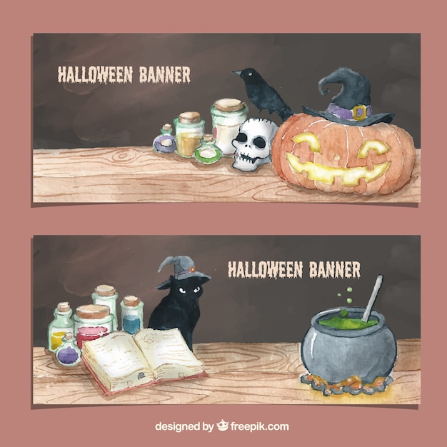 Bandeiras de aquarela de Halloween