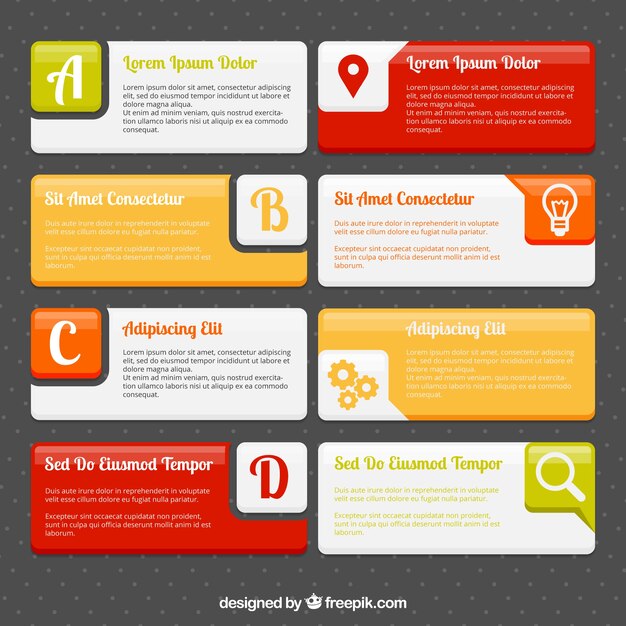 bandeiras decorativas coloridas para infográficos