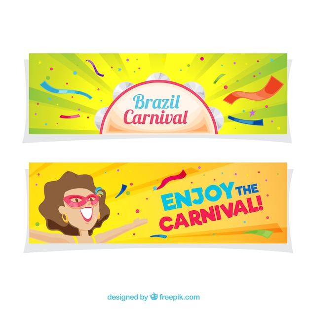 Bandeiras do carnaval brasileiro coloridas no design plano