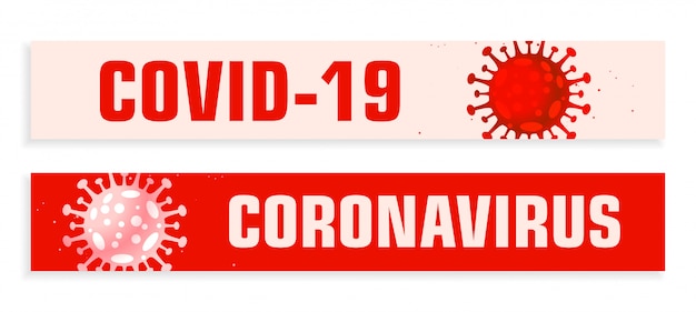 Bandeiras largas de coronavírus covid19 definidas em tons de vermelho