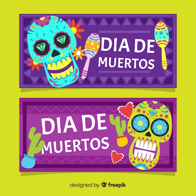 Bandeiras modernas de dia de muertos