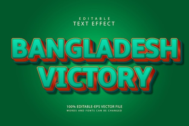 Bangladesh vitória efeito de texto editável 3 dimensões gravam estilo moderno