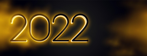 Banner 3D 2022 estilo néon com nuvem de fumaça