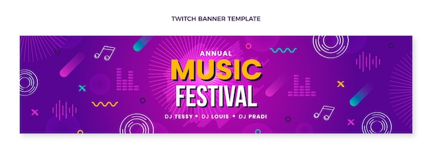 Banner colorido desenhado à mão no festival de música