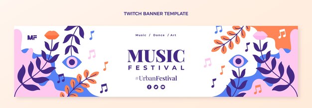 Banner colorido desenhado à mão no festival de música