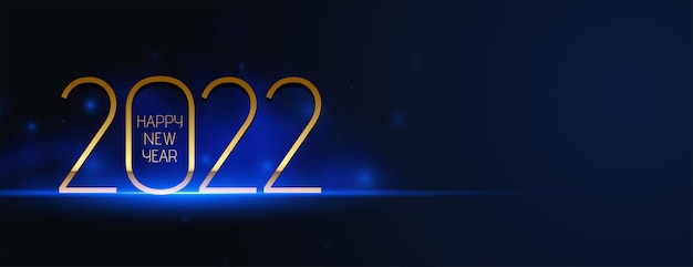 Vetor grátis banner com brilho e efeito de luz azul premium 2022 com linha dourada estilo de texto