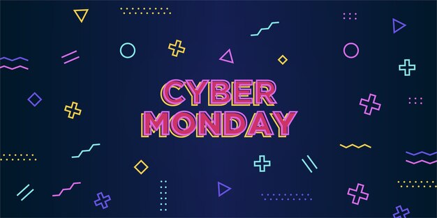 Banner da Cyber Monday com Memphis