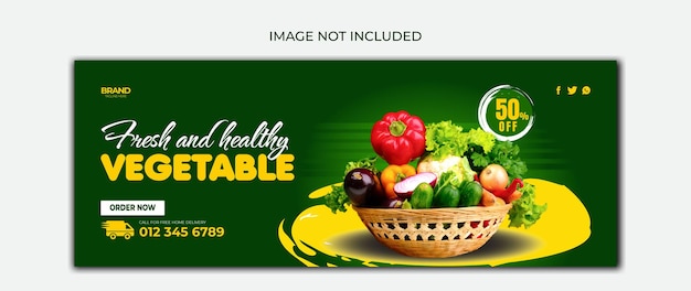 Banner da web de capa do facebook de promoção de entrega de vegetais e mercearia saudável modelo do instagram Vetor Premium