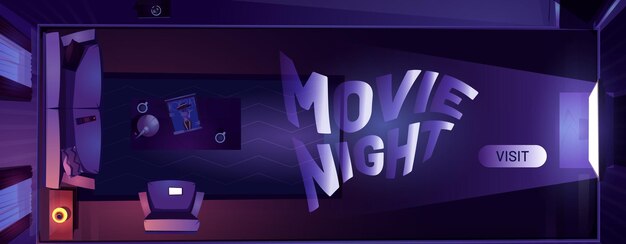 Banner da web de desenhos animados à noite de cinema