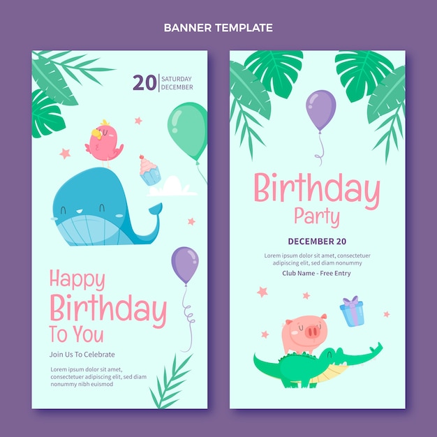 Banner de aniversário infantil desenhado à mão