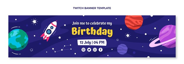 Banner de aniversário infantil desenhado à mão