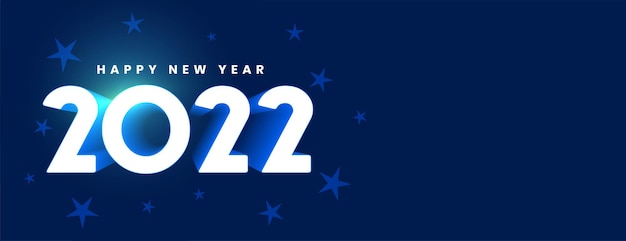 Banner de ano novo estilo 2022 3d com estrelas