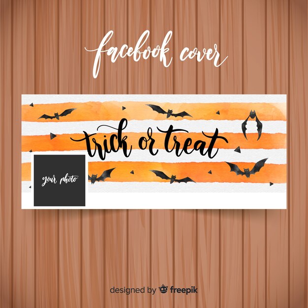 Banner de aquarela facebook com conceito de halloween