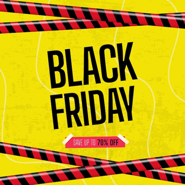 Vetor grátis banner de black friday com fita