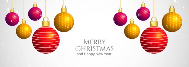 Banner de bolas decorativas de feliz natal