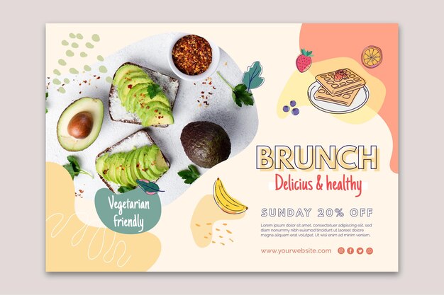 Banner de brunch delicioso e saudável