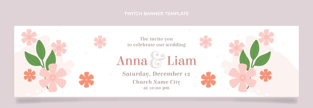 Banner de casamento desenhado à mão com folhas