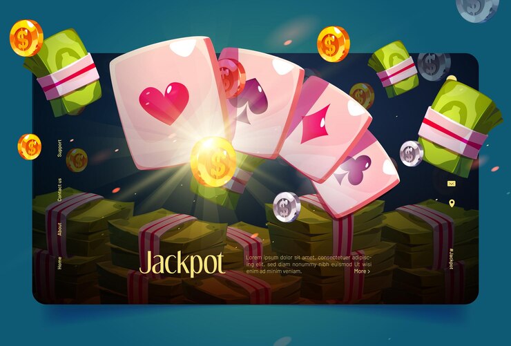 Vetor grátis banner de cassino com cartas de pôquer e dinheiro