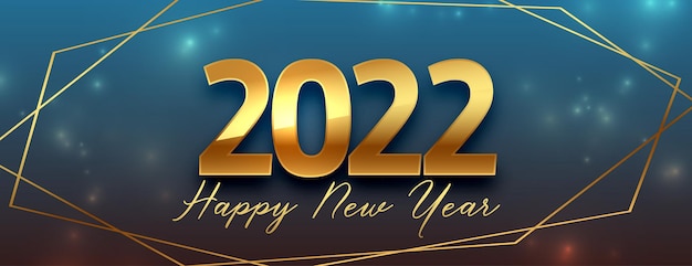 Banner de celebração de ano novo de 2022 em estilo dourado