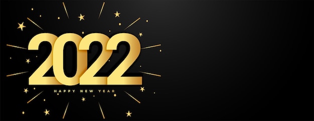 Banner de celebração dourada de feliz ano novo de 2022