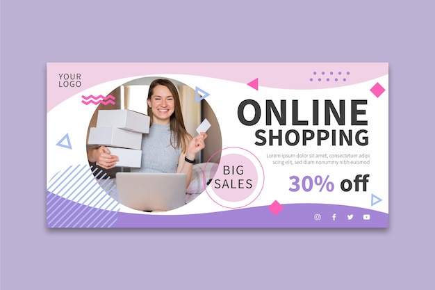 Vetor grátis banner de compras online