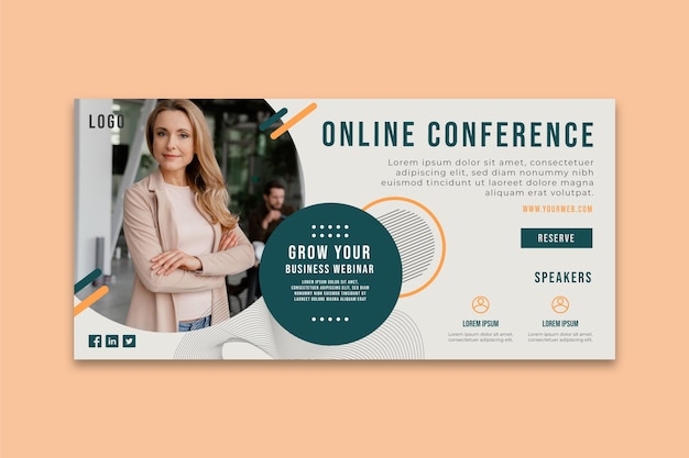 Banner de conferência online de negócios em geral