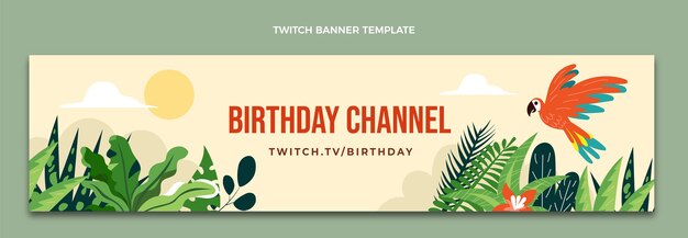 Banner de contração da festa de aniversário da selva de design plano