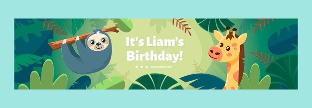 Banner de contração da festa de aniversário da selva plana