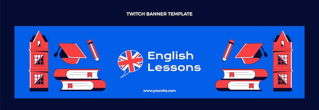 Banner de contração de aulas de inglês planas