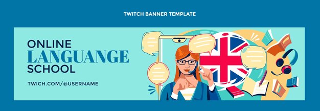 Banner de contração de aulas de inglês planas