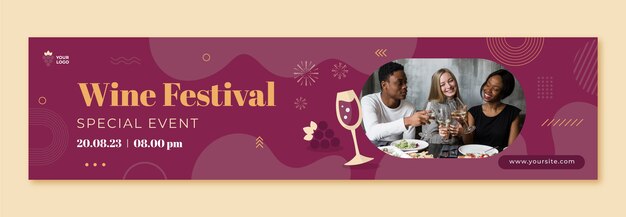 Banner de contração de festa de vinho de design plano