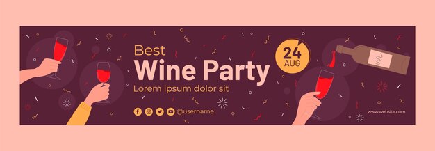 Banner de contração de festa de vinho plano