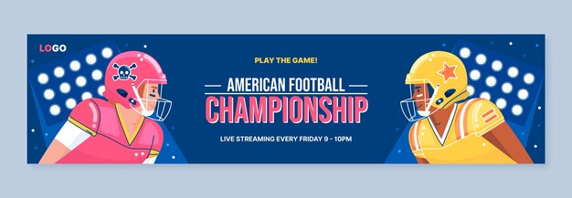 Banner de contração de futebol americano de design plano