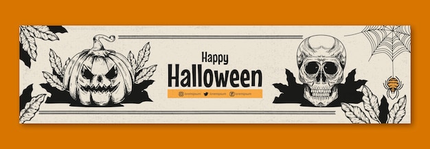 Banner de contração de halloween vintage desenhado à mão