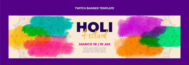 Banner de contração de holi em aquarela