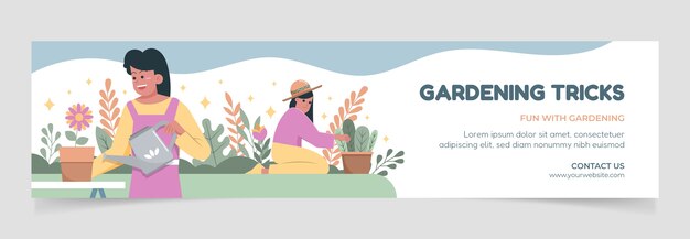 Banner de contração de jardinagem de design plano