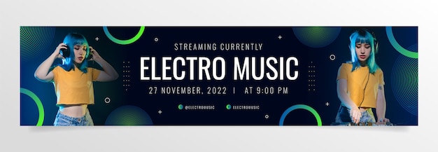 Banner de contração de música eletrônica gradiente