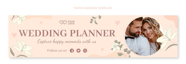 Banner de contração de planejador de casamento floral desenhado à mão