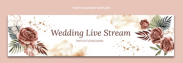 Banner de contração de planejador de casamento floral em aquarela